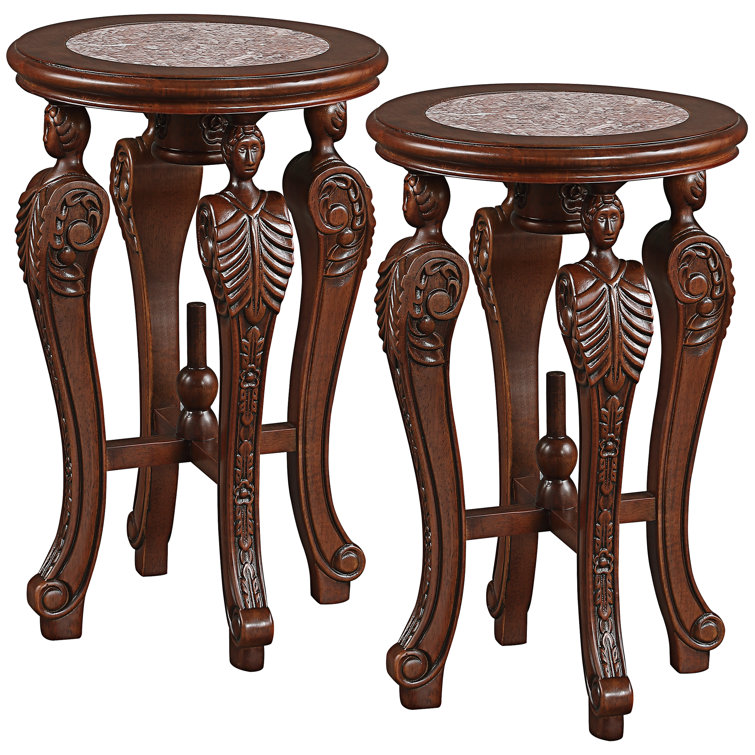 Design Toscano Genuine Marble Pedestal End Table Set Wayfair.ca